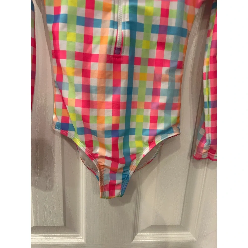 Bmagical Rash Guard‎ Swimsuit Rainbow Plaid Long Sleeve One Piece Swimwear 4T